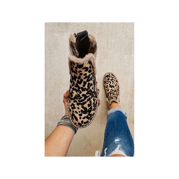 Azura Exchange  Leopard Zip Up Fleece Lining Chelsea Boots - Picture 7 of 7
